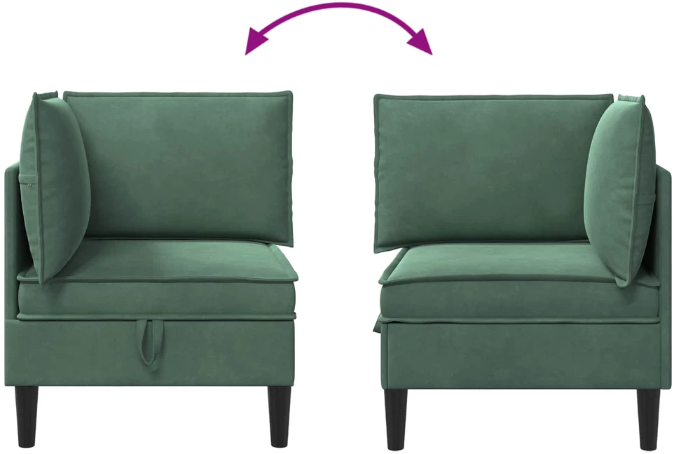 Sofa su saugojimu Jūrinė žalia Aksomas