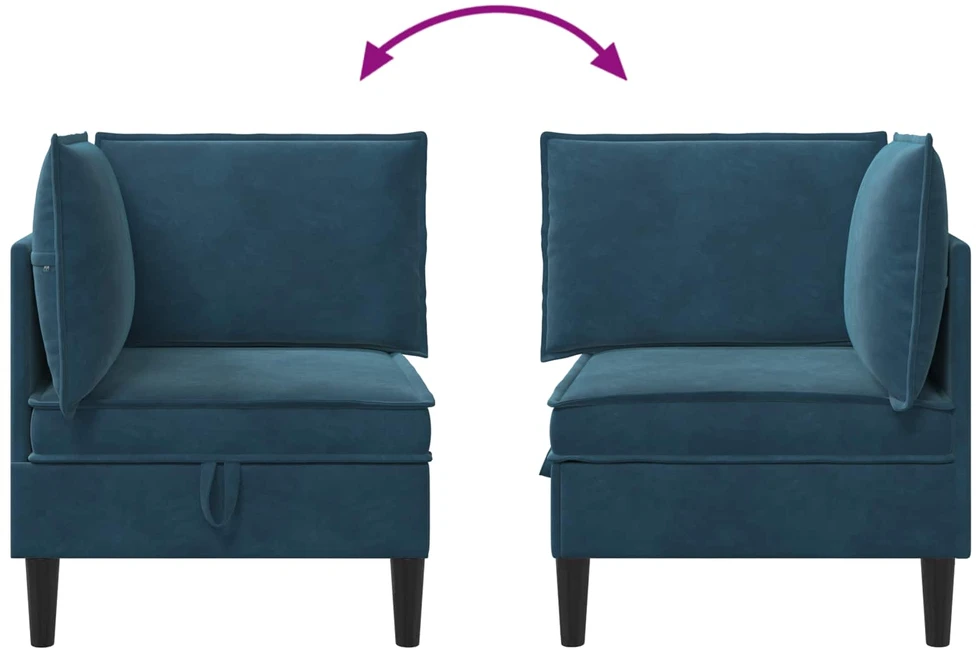 Sofa su saugojimu Mėlyna Aksomas