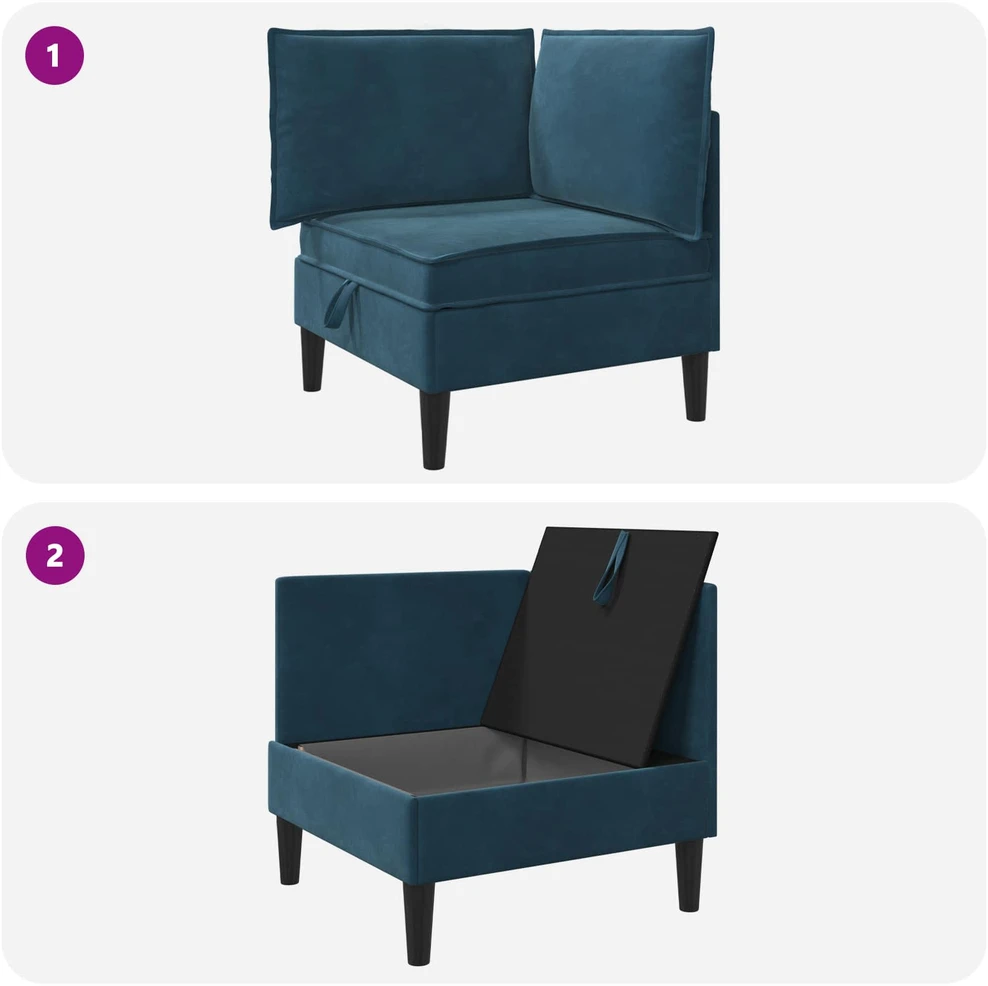 Sofa su saugojimu Mėlyna Aksomas