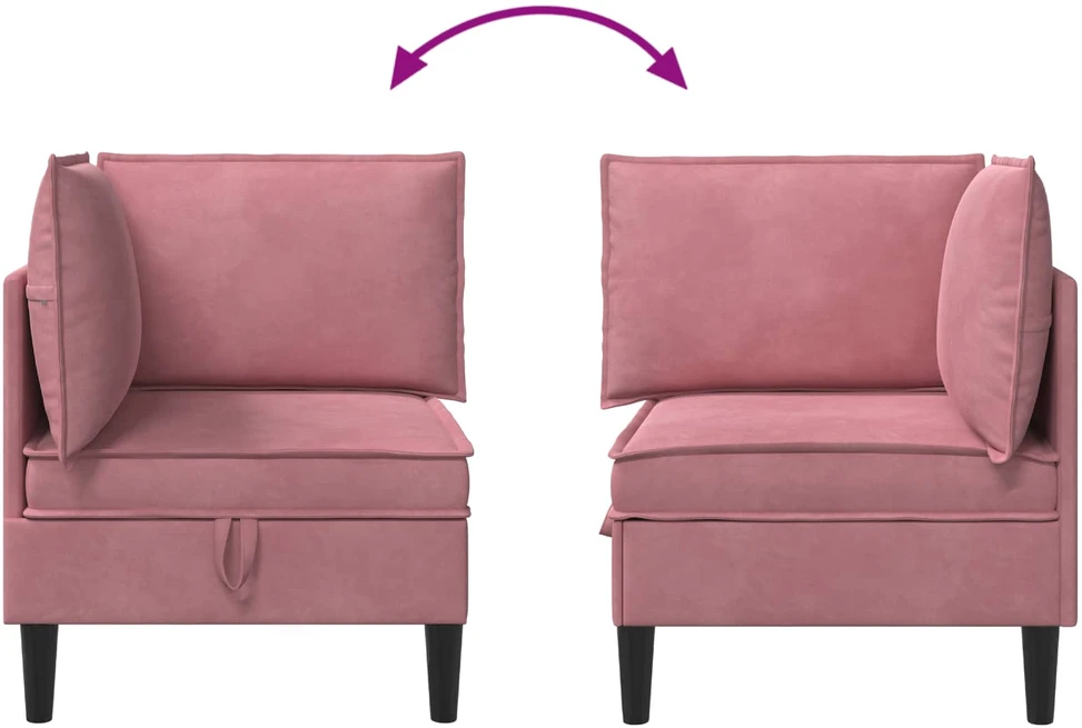 Sofa su saugojimu Rožinė Aksomas
