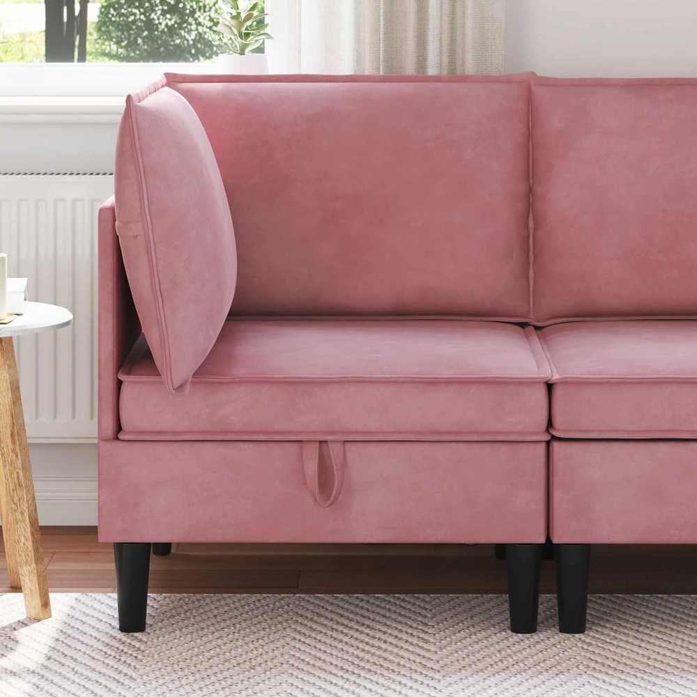 Sofa su saugojimu Rožinė Aksomas