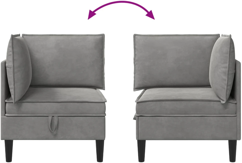 Sofa su saugojimu Šviesiai pilka Aksomas