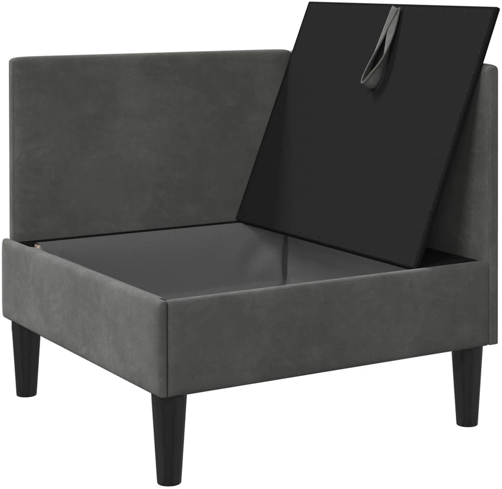 Sofa su saugojimu Tamsiai pilka Aksomas