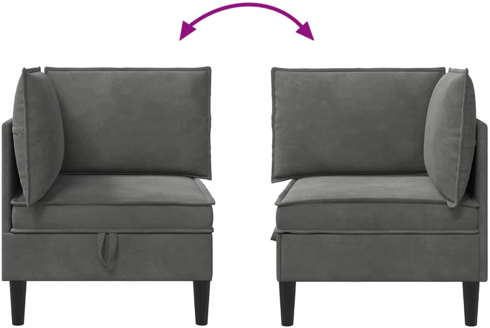 Sofa su saugojimu Tamsiai pilka Aksomas