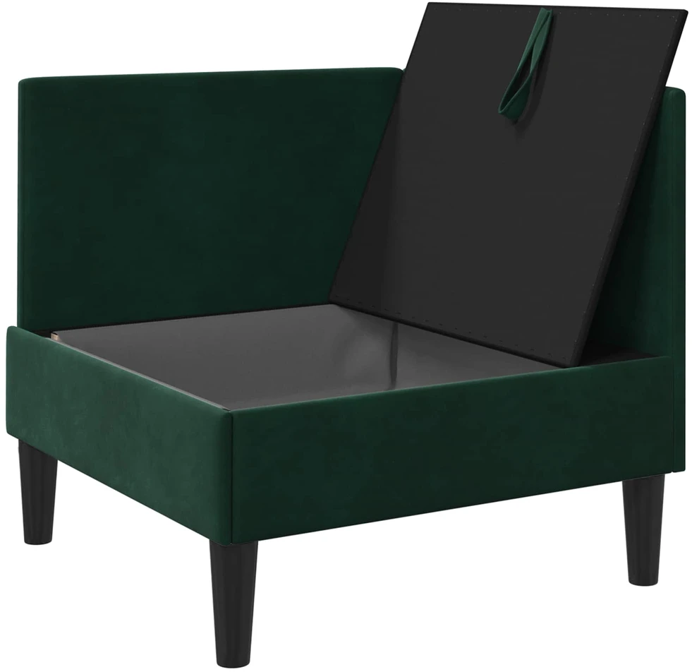 Sofa su saugojimu Tamsiai žalia Aksomas