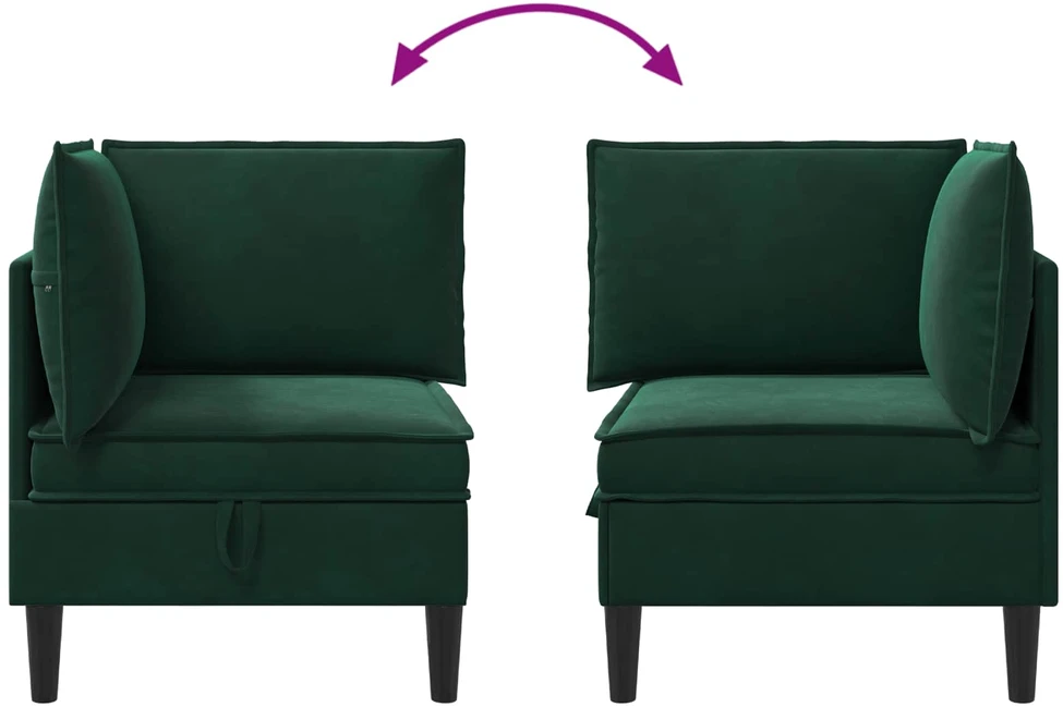 Sofa su saugojimu Tamsiai žalia Aksomas