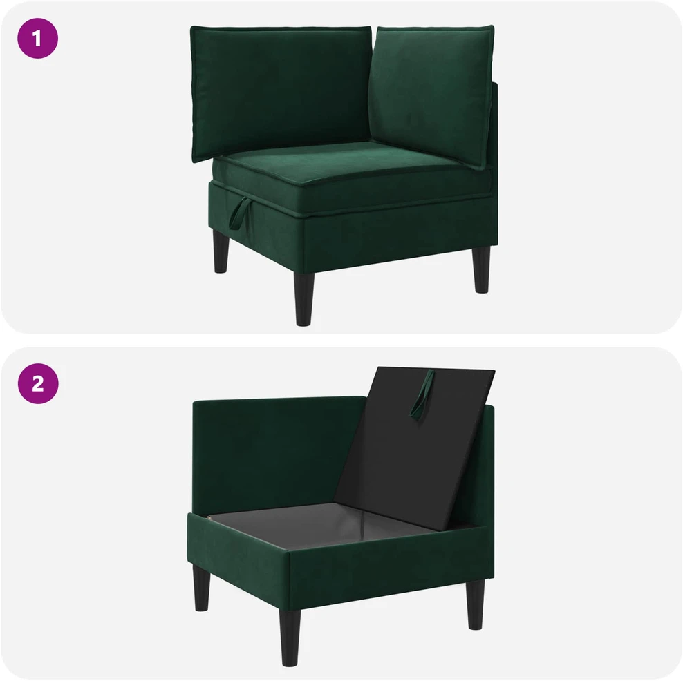 Sofa su saugojimu Tamsiai žalia Aksomas
