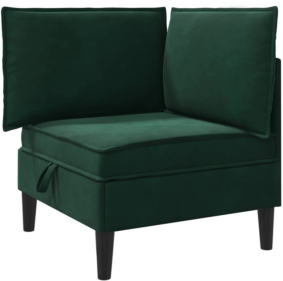 Sofa su saugojimu Tamsiai žalia Aksomas
