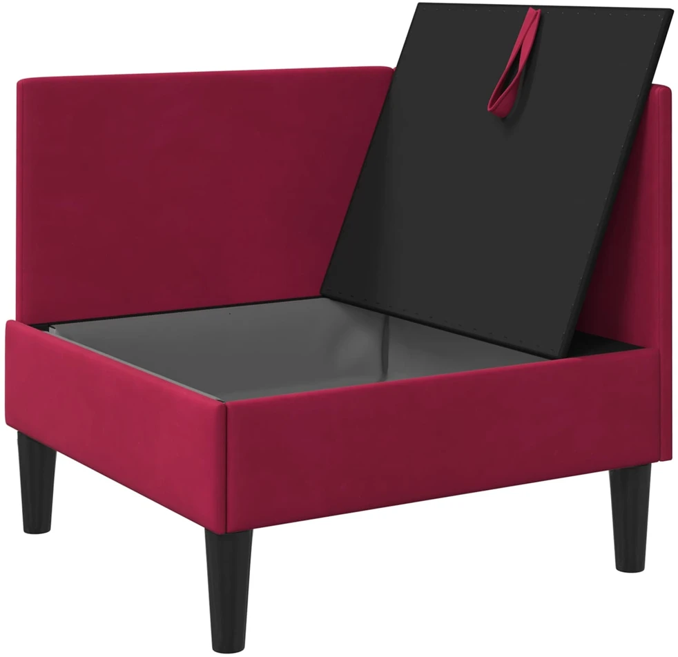Sofa su saugojimu Vyno raudona Aksomas