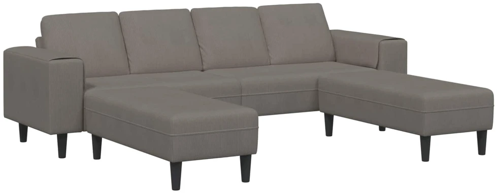 Sofa Šviesiai pilka 250 x 188 x 76 cm Kordūrinis audinys