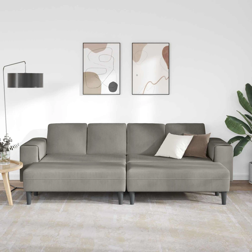 Sofa Šviesiai pilka 250 x 188 x 76 cm Kordūrinis audinys