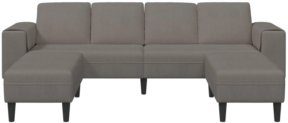 Sofa Šviesiai pilka 250 x 188 x 76 cm Kordūrinis audinys