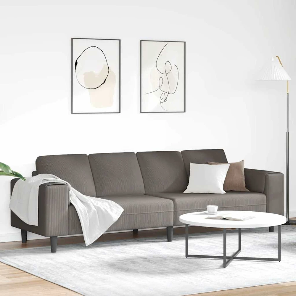 Sofa Šviesiai pilka 250 x 77 x 76 cm Kordūrinis audinys