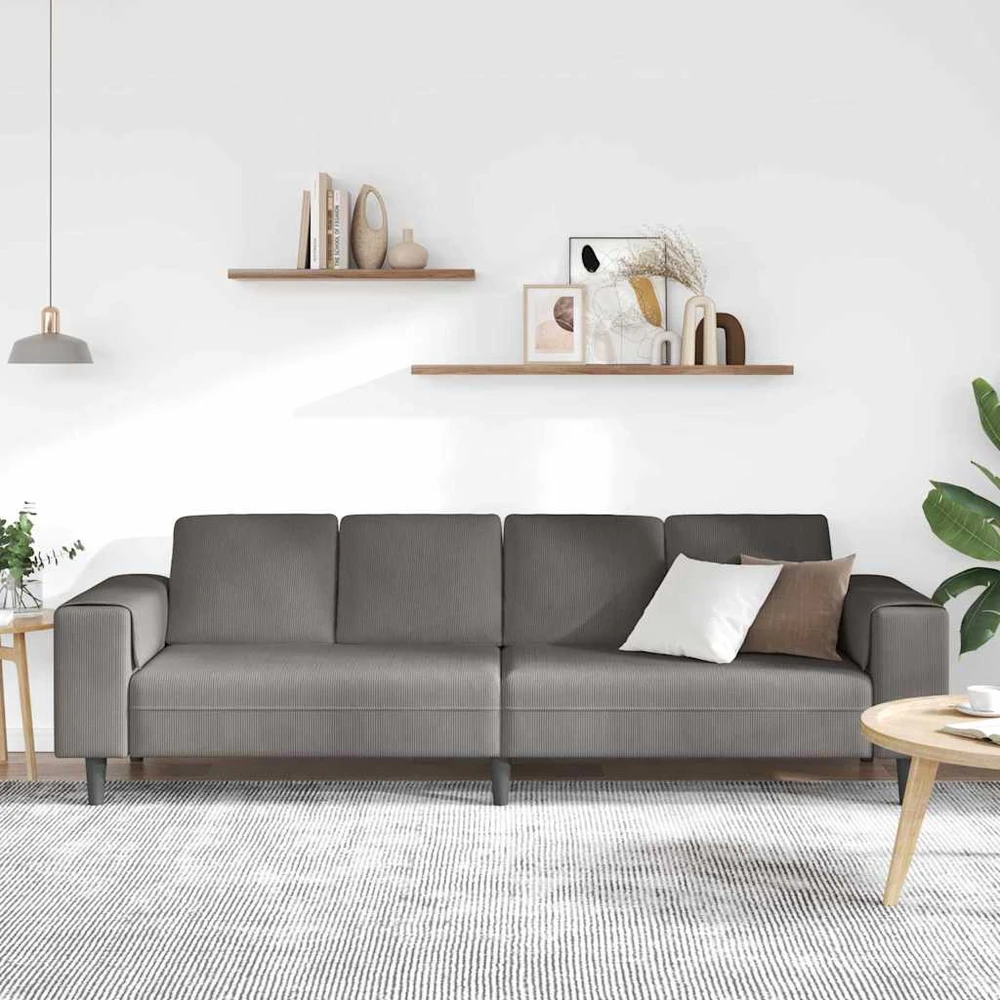Sofa Šviesiai pilka 250 x 77 x 76 cm Kordūrinis audinys
