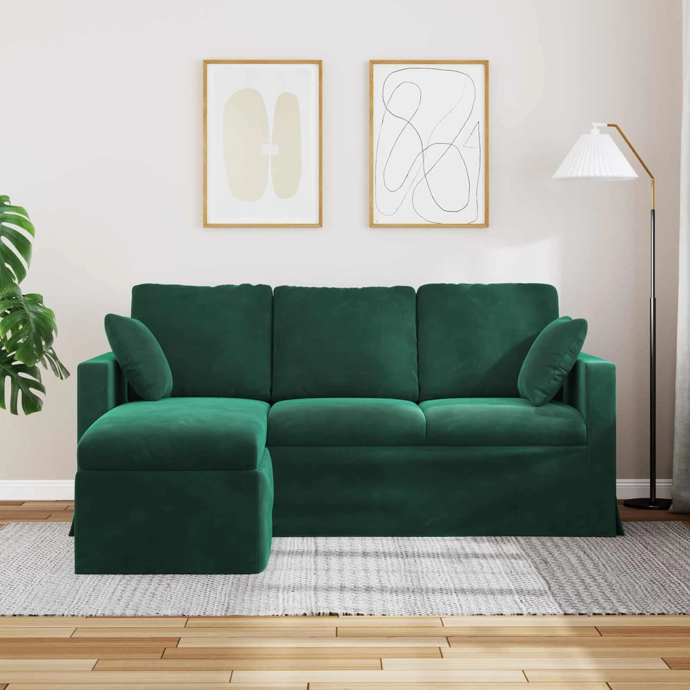 Sofa Tamsiai žalia 178 x 134 x 80 cm Aksomas
