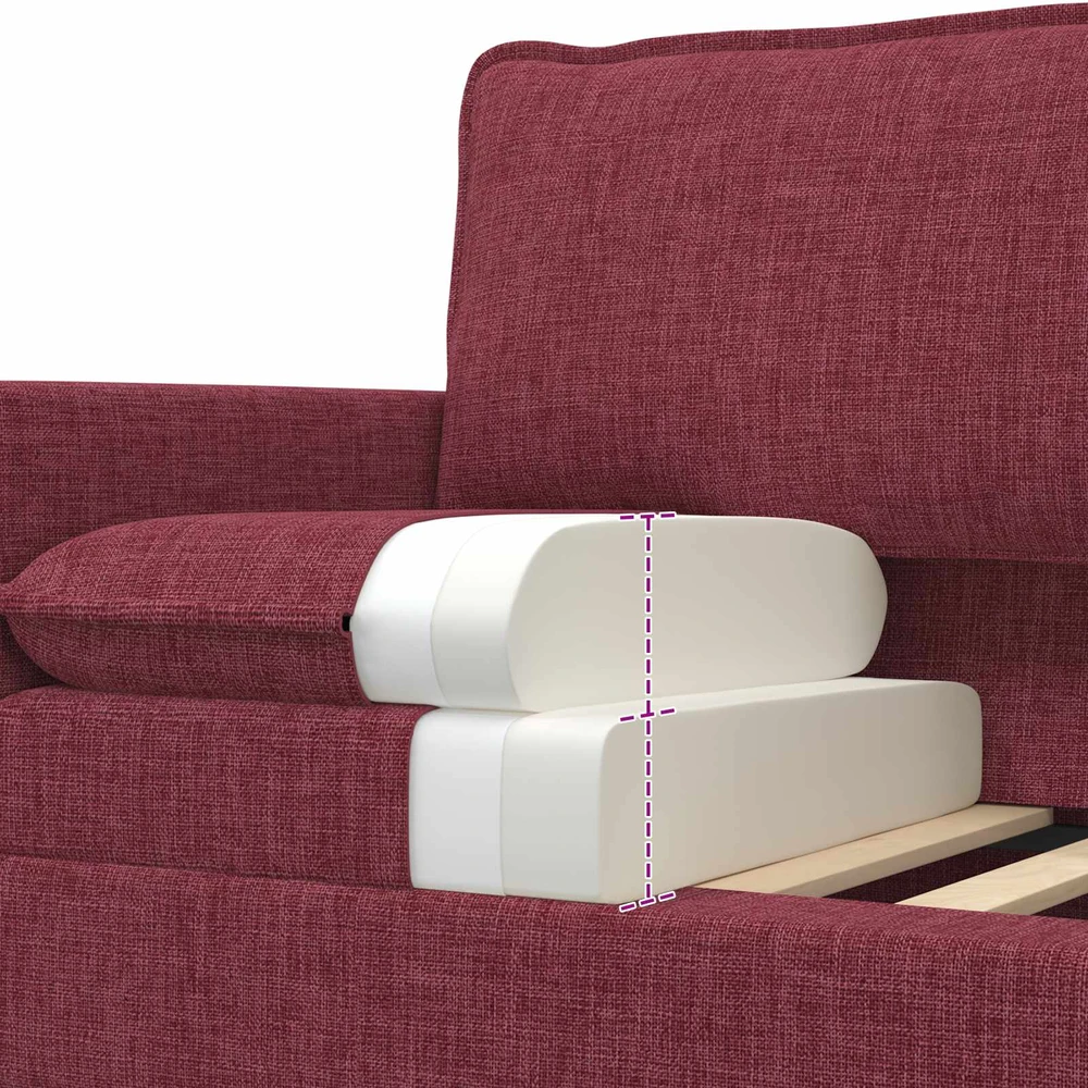 Sofa Vyno raudona 196 x 81 x 87,5 cm Audinys