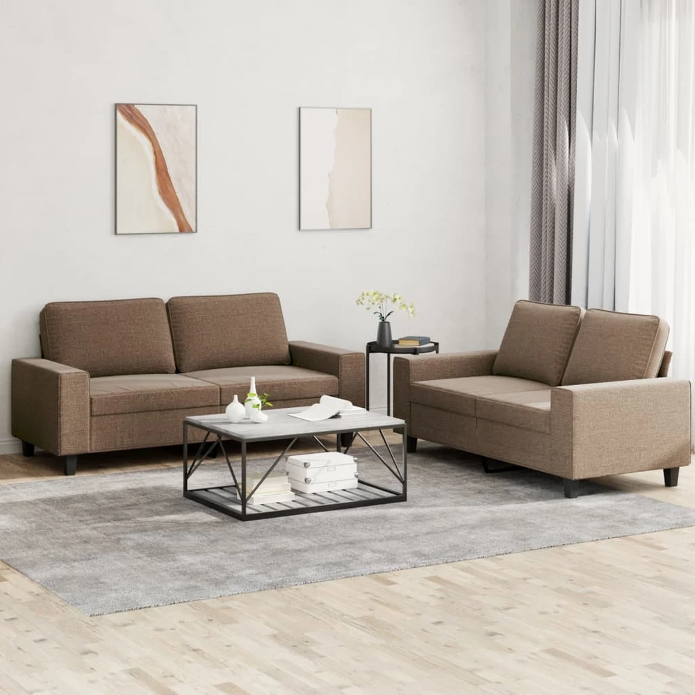 Sofa Sofos komplektas, 2 dalių, rudos spalvos, audinys