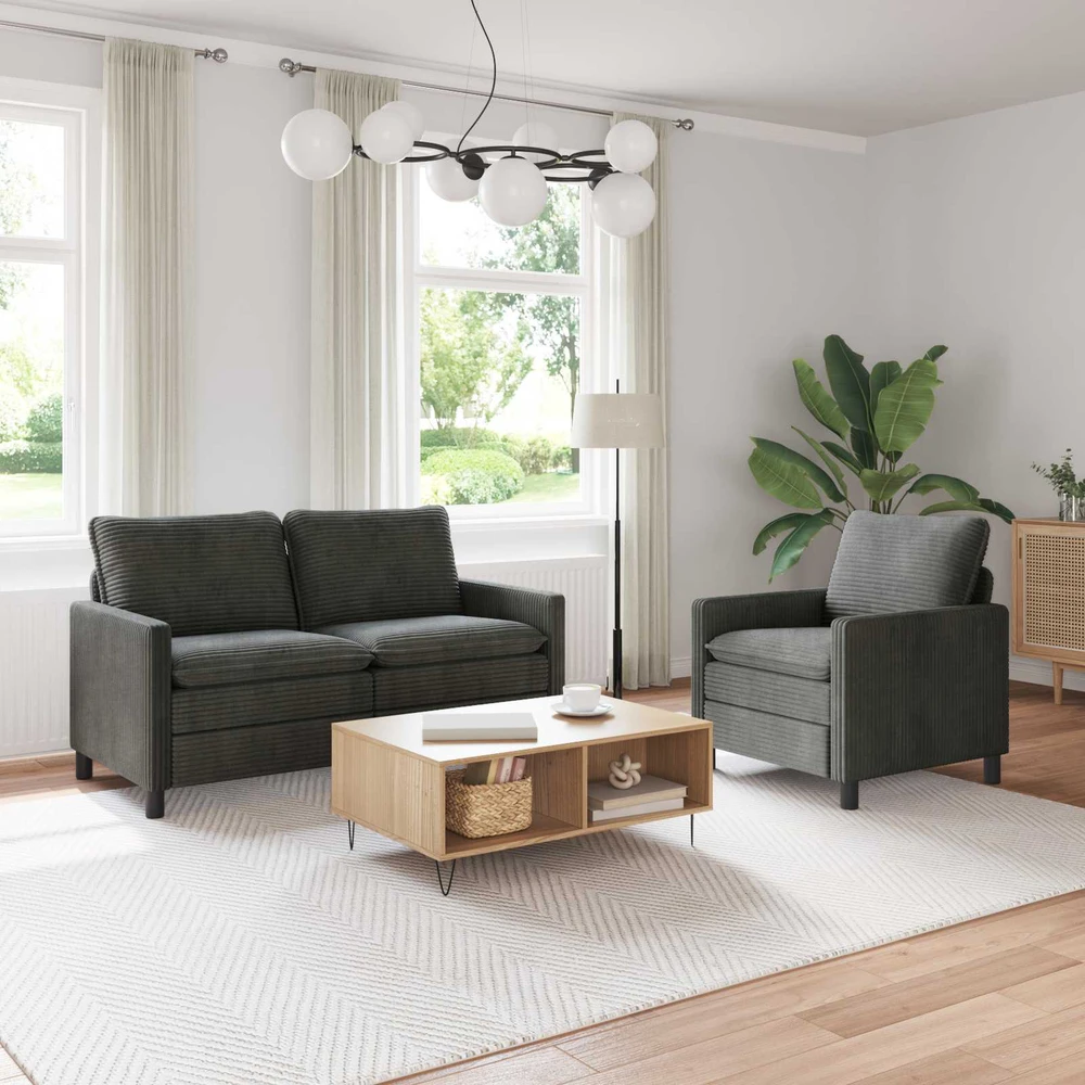 Sofa Sofos komplektas 2 vnt. Antracito Poliesteris