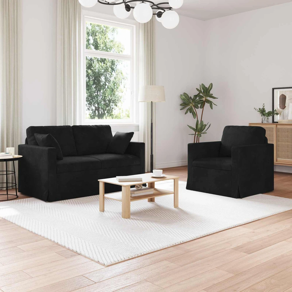 Sofa Sofos komplektas 2 vnt. Juoda Aksomas