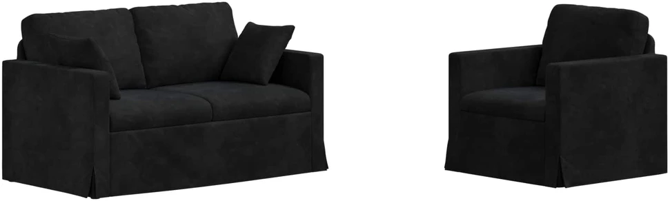 Sofa Sofos komplektas 2 vnt. Juoda Aksomas