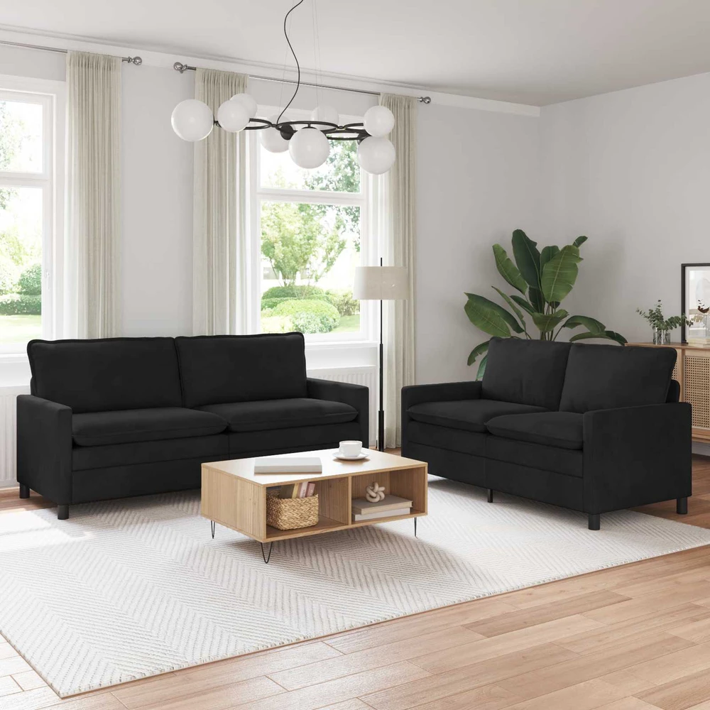 Sofa Sofos komplektas 2 vnt. Juoda Aksomas