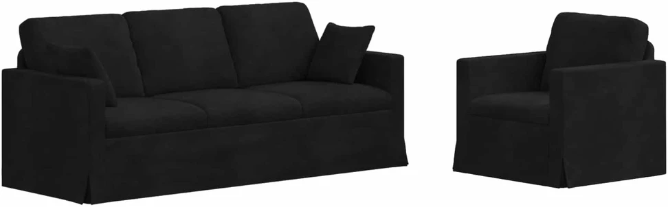 Sofa Sofos komplektas 2 vnt. Juoda Aksomas