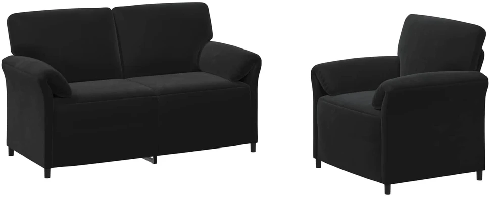 Sofa Sofos komplektas 2 vnt. Juoda Aksomas
