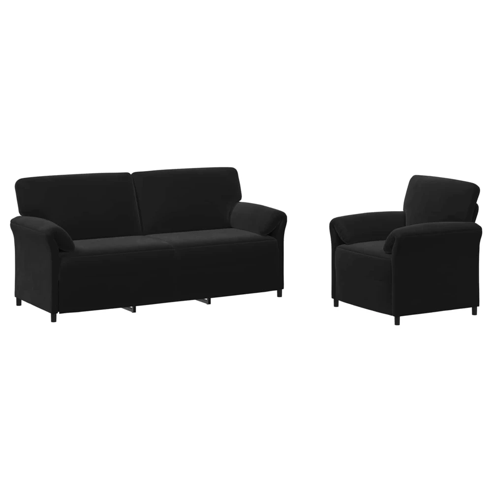 Sofa Sofos komplektas 2 vnt. Juoda Aksomas