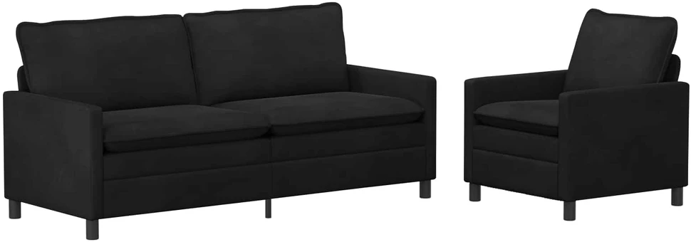Sofa Sofos komplektas 2 vnt. Juoda Aksomas
