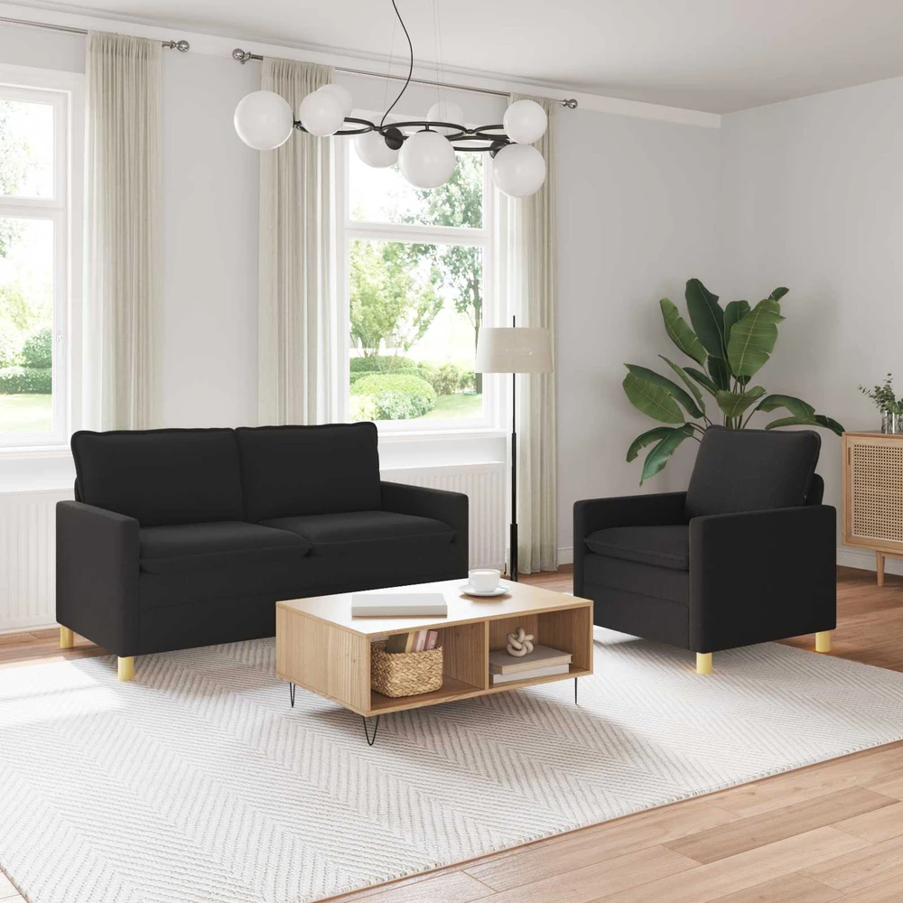 Sofa Sofos komplektas 2 vnt. Juoda Audinys