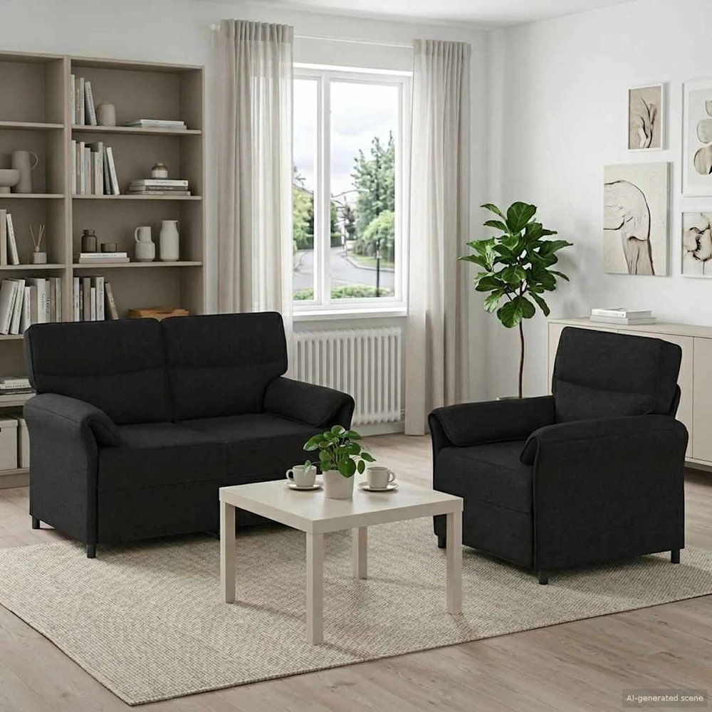 Sofa Sofos komplektas 2 vnt. Juoda Audinys