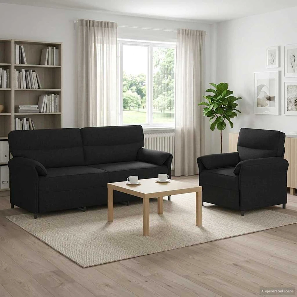 Sofa Sofos komplektas 2 vnt. Juoda Audinys