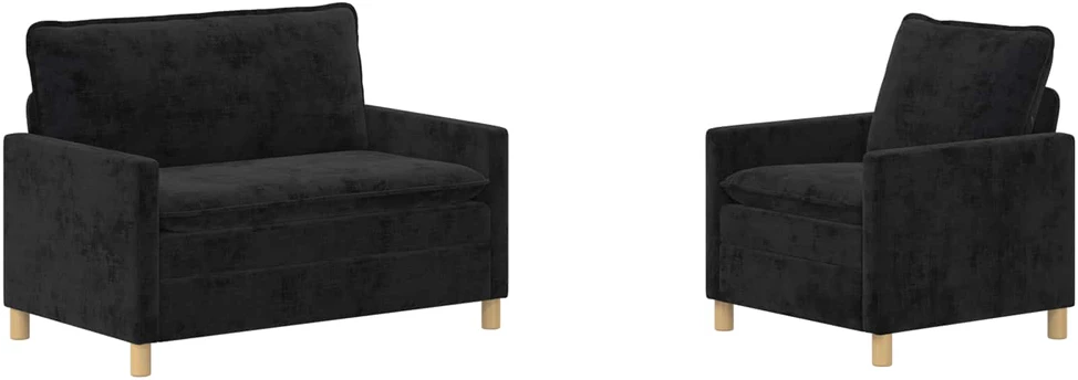 Sofa Sofos komplektas 2 vnt. Juoda Poliesteris