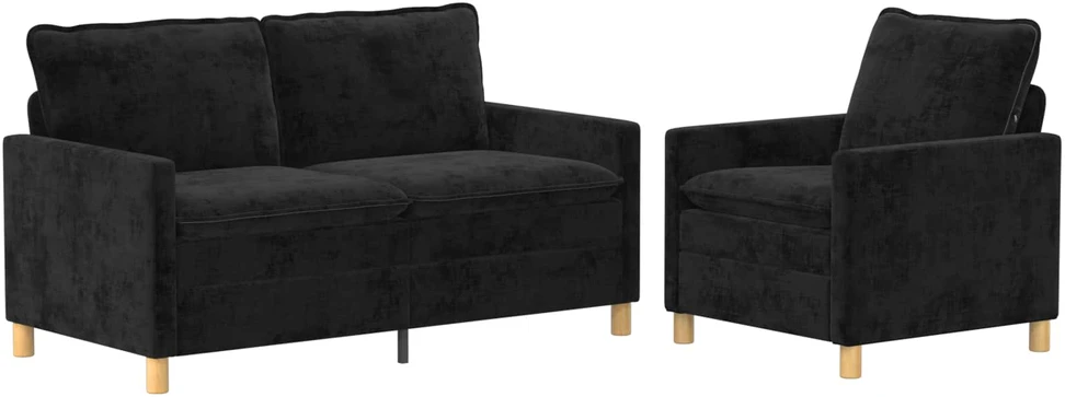 Sofa Sofos komplektas 2 vnt. Juoda Poliesteris