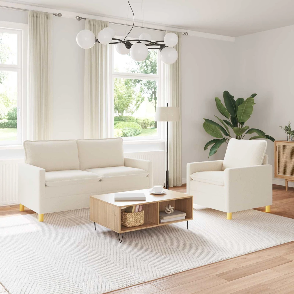 Sofa Sofos komplektas 2 vnt. Kreminė Audinys