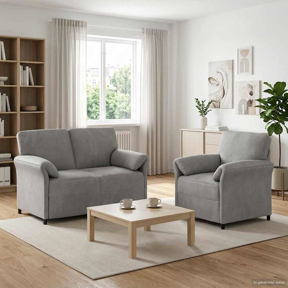Sofa Sofos komplektas 2 vnt. Šviesiai pilka Aksomas