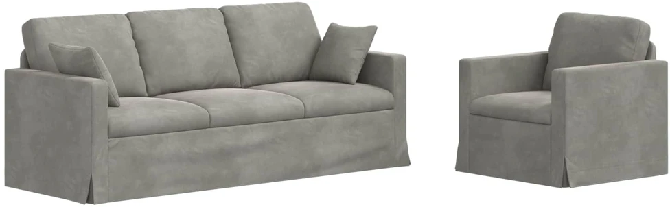 Sofa Sofos komplektas 2 vnt. Šviesiai pilka Aksomas