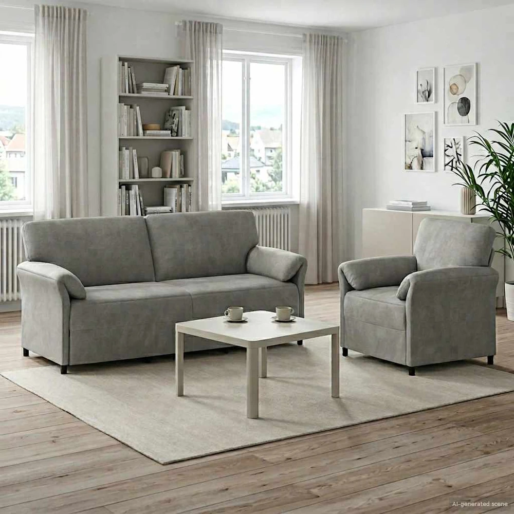 Sofa Sofos komplektas 2 vnt. Šviesiai pilka Aksomas