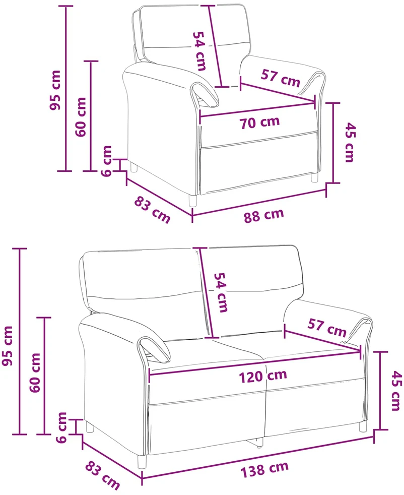 Sofa Sofos komplektas 2 vnt. Šviesiai pilka Audinys
