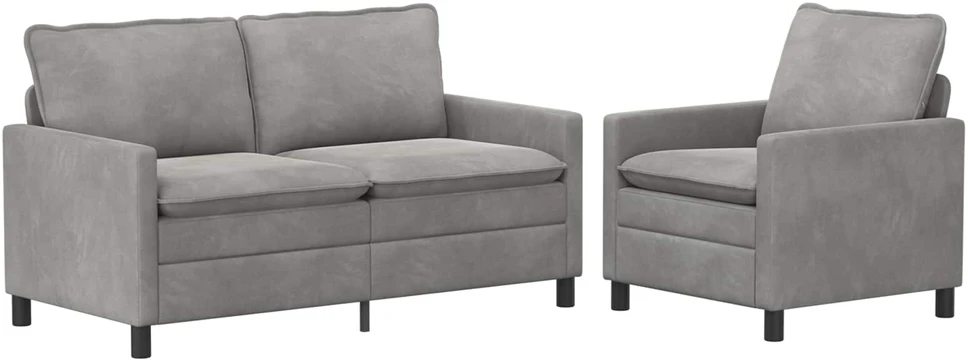Sofa Sofos komplektas 2 vnt. Šviesiai pilka Aksomas