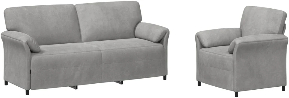Sofa Sofos komplektas 2 vnt. Šviesiai pilka Aksomas