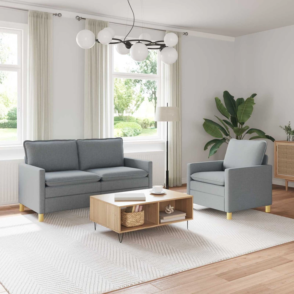 Sofa Sofos komplektas 2 vnt. Šviesiai pilka Audinys