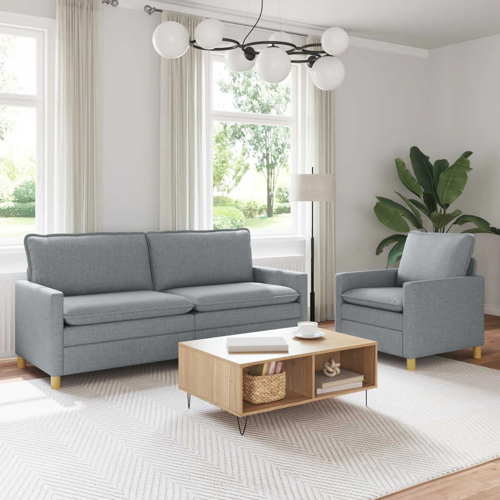 Sofa Sofos komplektas 2 vnt. Šviesiai pilka Audinys