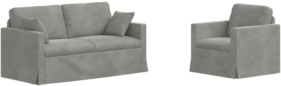 Sofa Sofos komplektas 2 vnt. Šviesiai pilka Aksomas