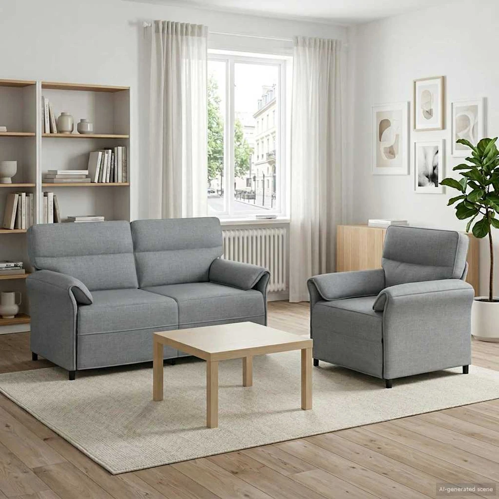 Sofa Sofos komplektas 2 vnt. Šviesiai pilka Audinys