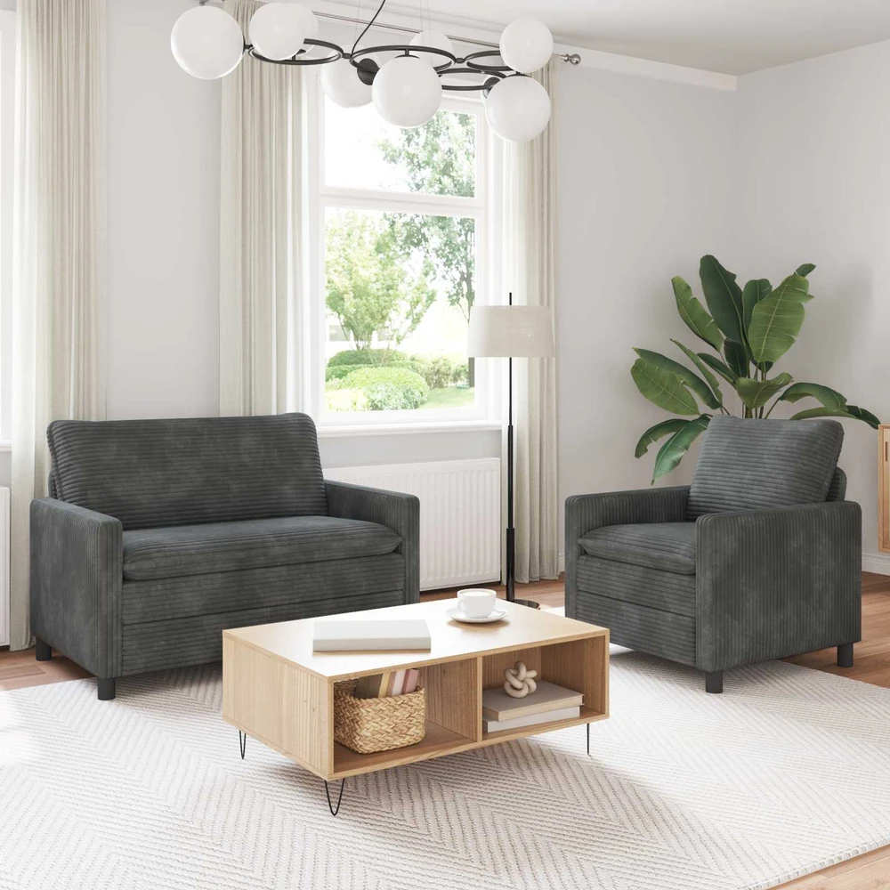 Sofa Sofos komplektas 2 vnt. Šviesiai pilka Poliesteris