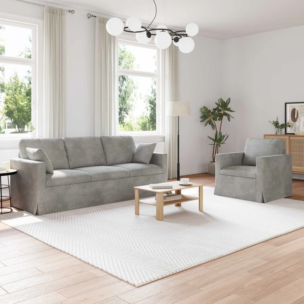 Sofa Sofos komplektas 2 vnt. Šviesiai pilka Aksomas