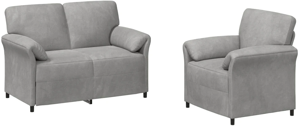 Sofa Sofos komplektas 2 vnt. Šviesiai pilka Aksomas