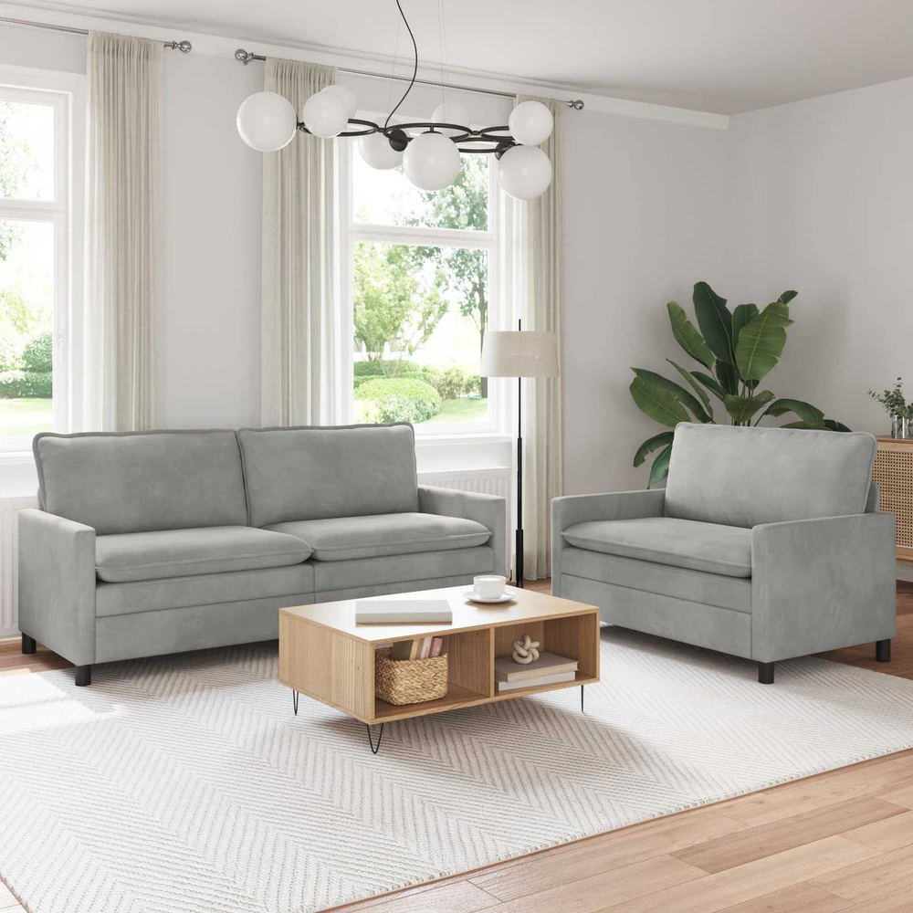 Sofa Sofos komplektas 2 vnt. Šviesiai pilka Aksomas