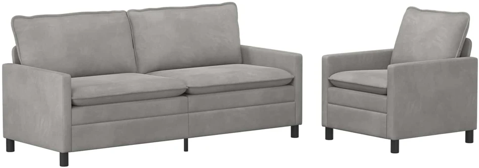 Sofa Sofos komplektas 2 vnt. Šviesiai pilka Aksomas
